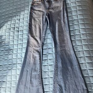 Juniors super high waisted bell Blue Flared Jeans